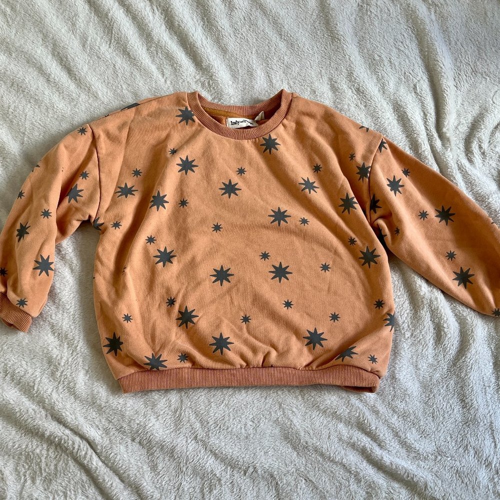 Indy & Pippa sweatshirt // Orange with blue stars // size 5T // EUC